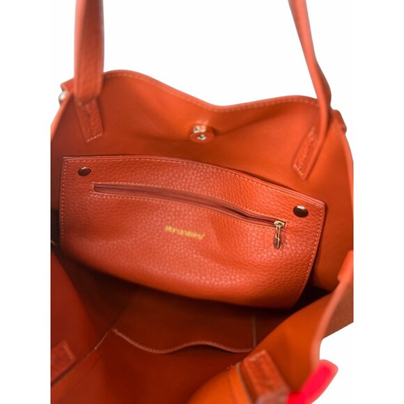 Montana West Textured Faux Leather Tote Bag With Detachable Pouch & Gold Accents - Picture 5 of 12